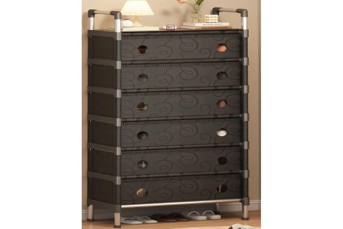 Стойка для хранения обуви металлическая SKLM-32-LT6205 140х28х63 см 6 полок Черный