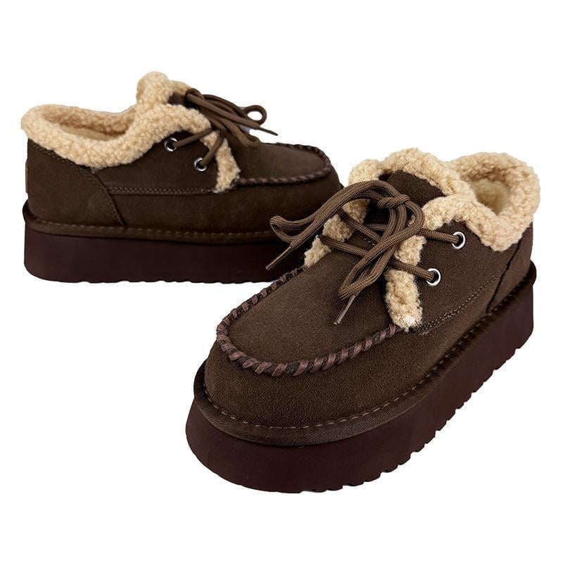 Черевики жіночі хутряні тедді на шнурівці 2055-24 p. 37 23 см Коричневий - фото 2