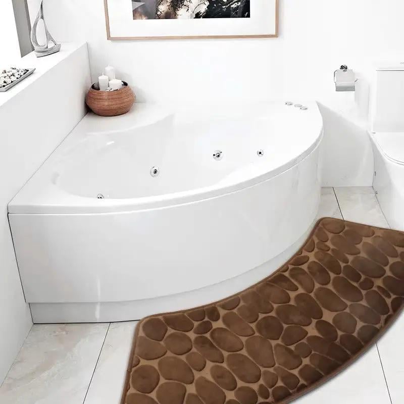 Килимок для ванної / душової вигнутий Антиковзаючий «Stones» 30х100 см Вологопоглинаючий Коричневий (7802537) - фото 2