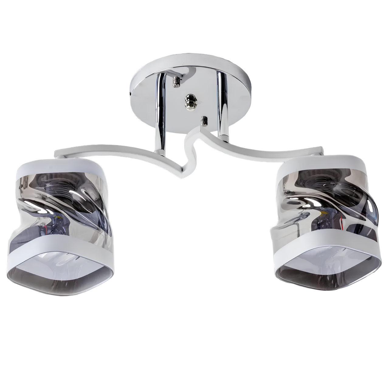 Люстра Svet на два фигурных плафона под лампы Е27 Хром/Белый (SH-7464/2A CR+WT)