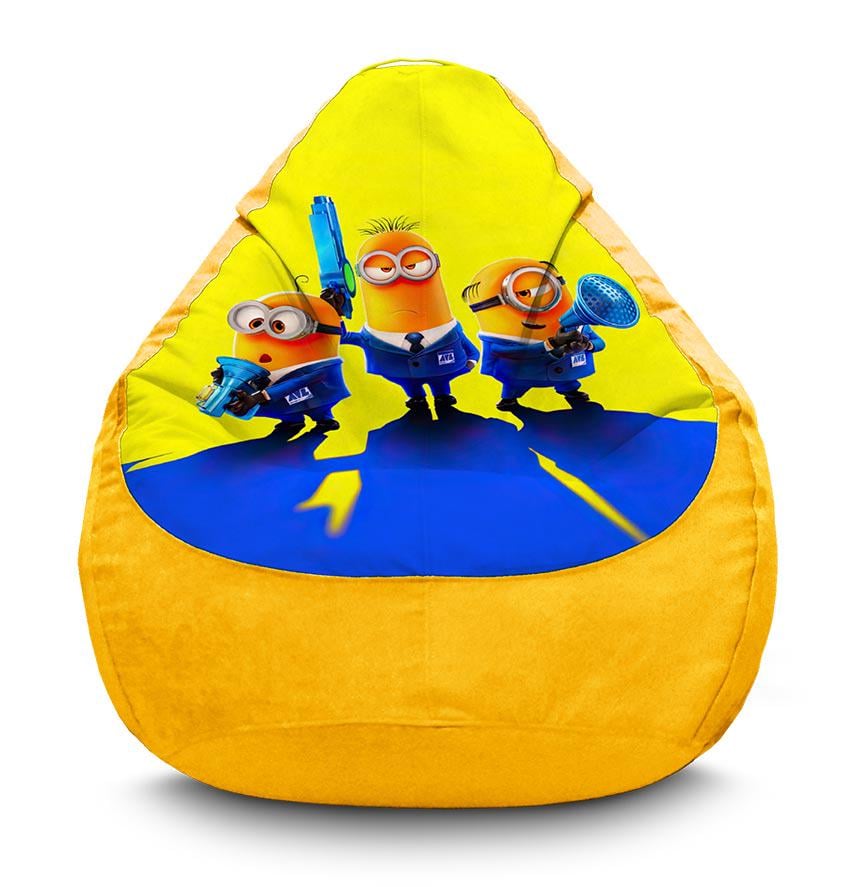 Кресло-мешок iPuff Despicable Me 4 Minions agents флок XL 80x110 см Желтый (113694)