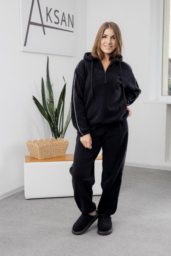 Спортивный костюм женский AKSAN зимний флисовый двойка M Черный (25.2777_black_44(M))