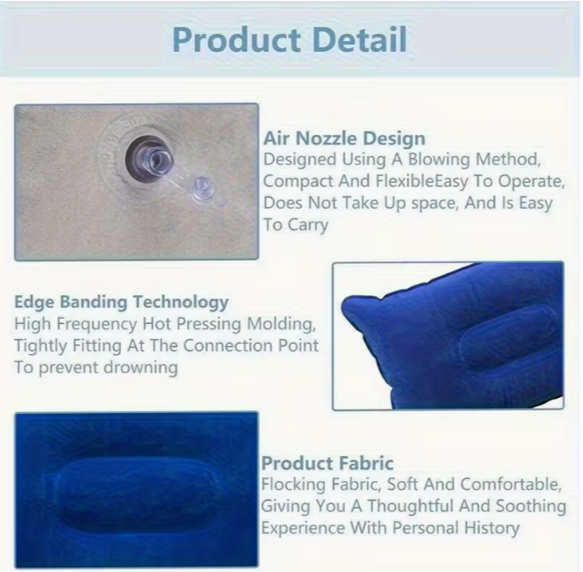 Подушка надувна для кемпінгу і в дорогу Синій (1401/2) - фото 7