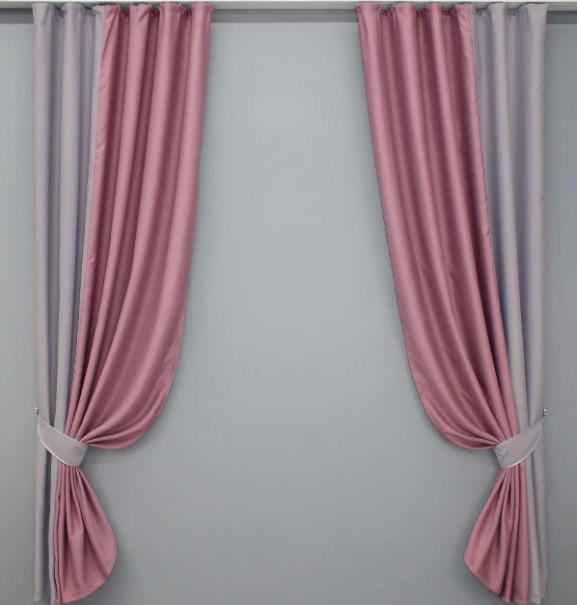 Комплект штор в гостиную блекаут 1,6х2,5 м 2 шт. Лавандовый/Пудровый (014дк/1227-829ш)