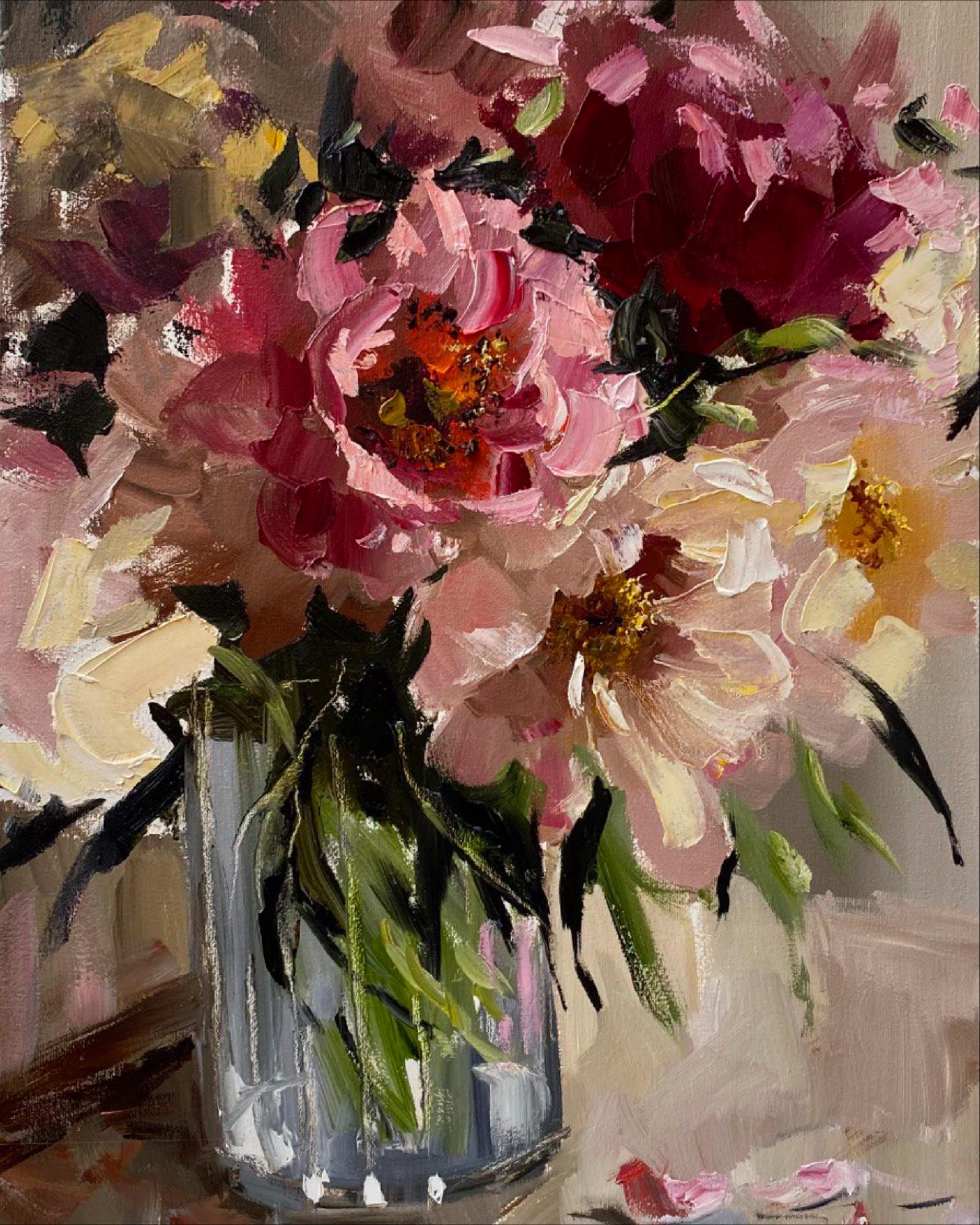 Алмазная мозаика на подрамнике Santi Букет пиона 40x50 см (Top-954364)