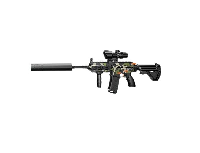 Автомат детский стреляет орбизами с глушителем на аккумуляторе прицел/зарядка/пули (12267295)