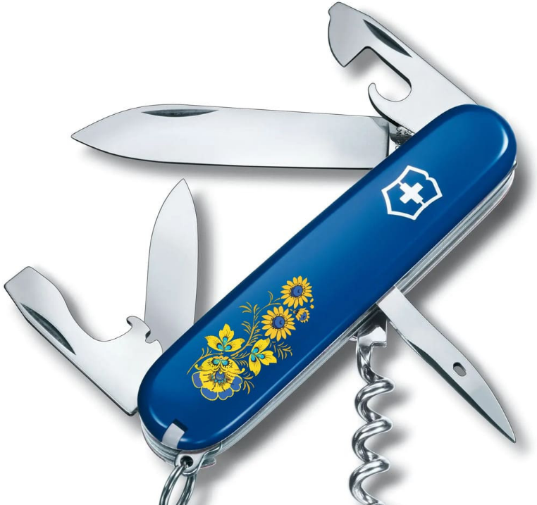 Нож складной швейцарский Victorinox Spartan ARMY эмблема Цветы 12 функций Синий (560861)