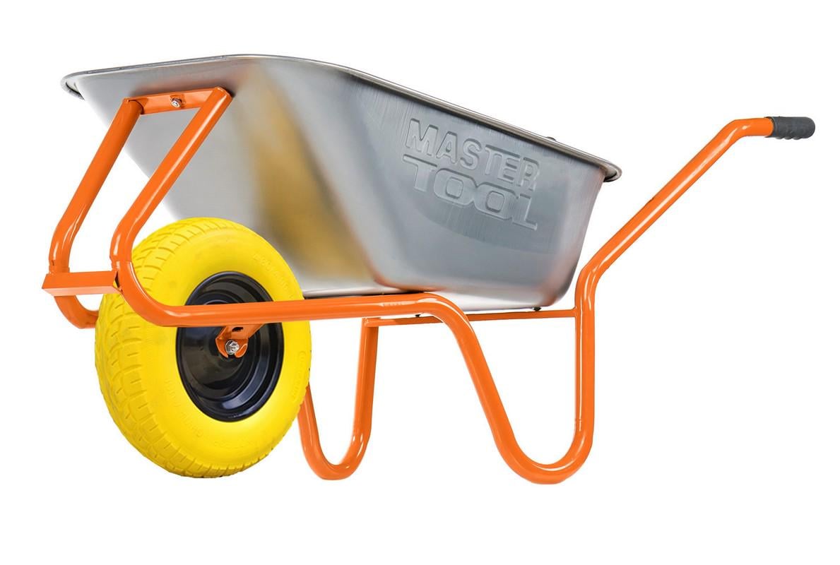 Тачка садово-строительная MasterTool D-2 одноколесная 85 л/180 кг колесо полиуретановое PU 4,0х8/40 см подшипник.
