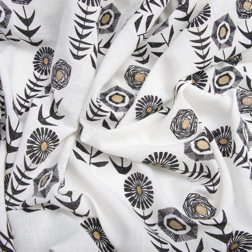 Тканина костюмна імітація льну з напиленням соняшник молоко