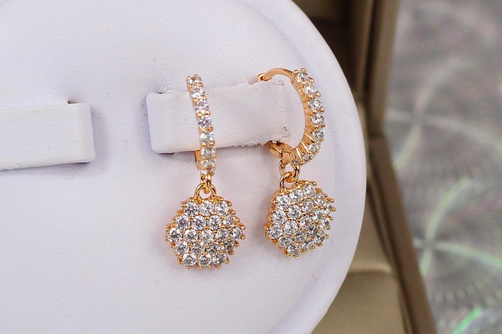 Серьги подвески Xuping Jewelry Соты 2,5 см Золотистый (1860579754)