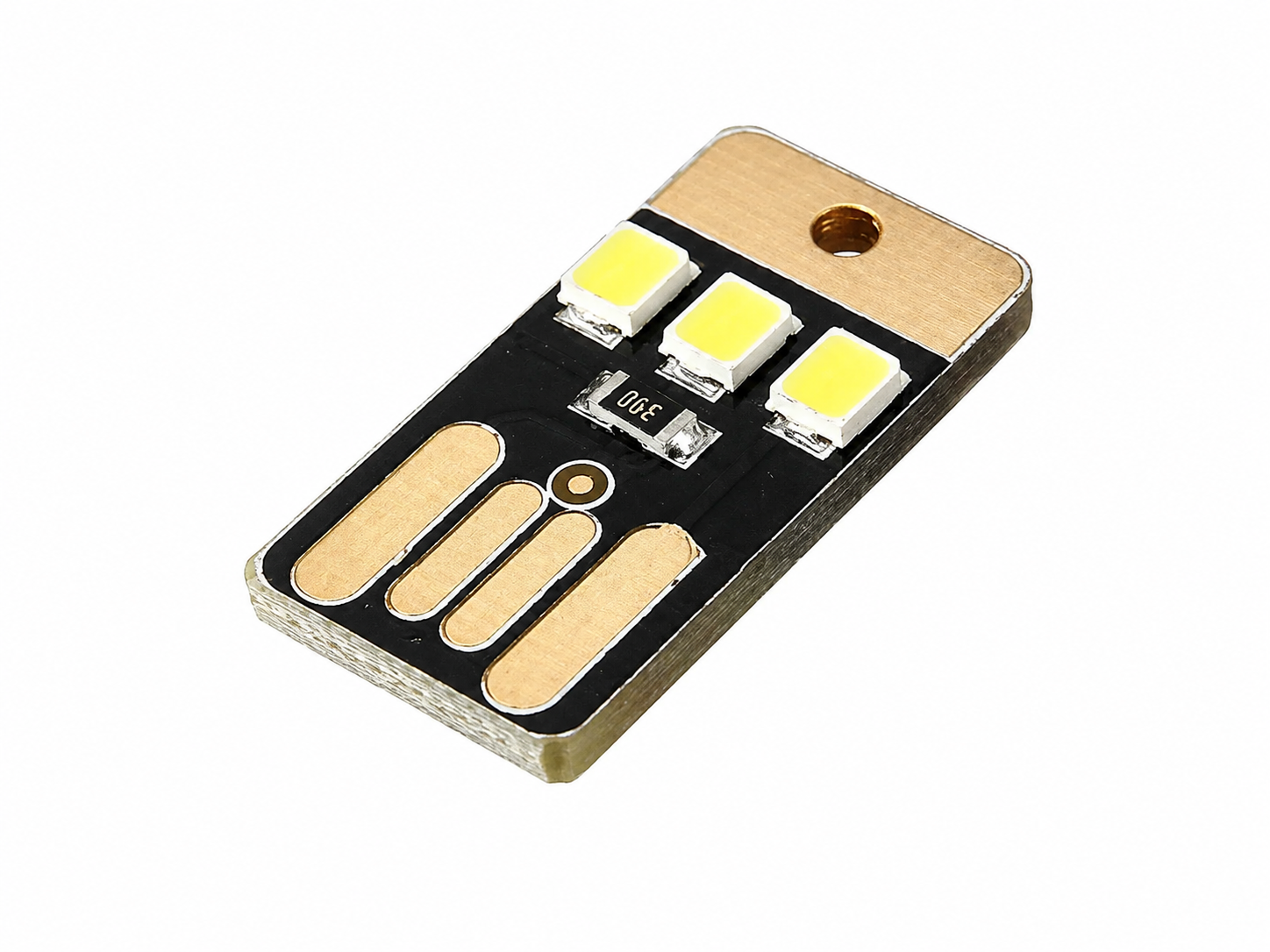 Фонарик мини USB с тремя светодиодами (917)