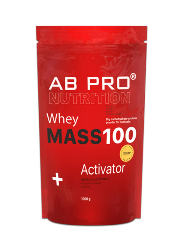 Гейнер AB PRO MASS 100 Whey Activator 1000 г 8 порций Клубника - фото 1