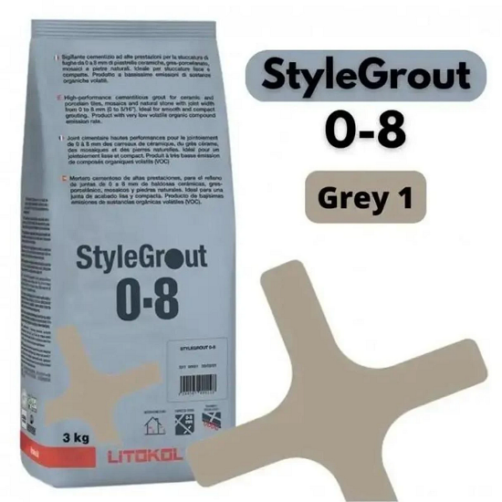 Затирка для плитки цементная Litokol StyleGrout 0-8 3 кг Grey 1 (SG08GRY10063)