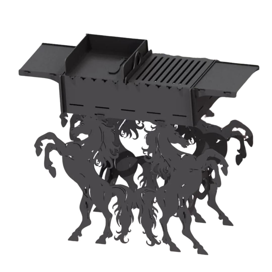 Мангал-гриль Carino Лошади разборная 1014х333х964 мм металл 3 мм (34183483)