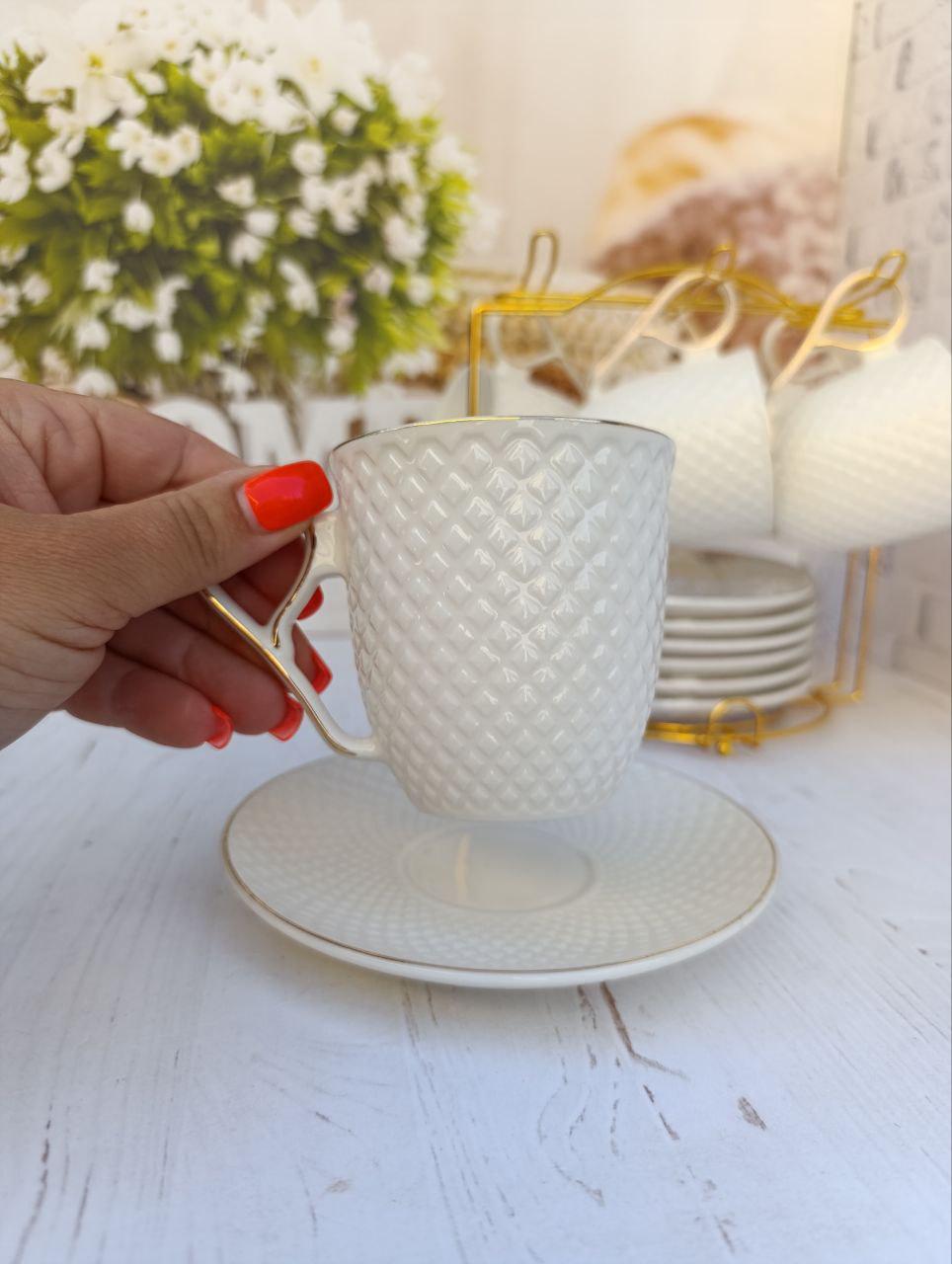 Чайний сервіз SNT Селія порцеляна на металевій стійці 200 мл 13 предметів Білий (15222-00) - фото 3 Чайний сервіз SNT Селія порцеляна на металевій стійці 200 мл 13 предметів Білий (15222-00) - фото 3