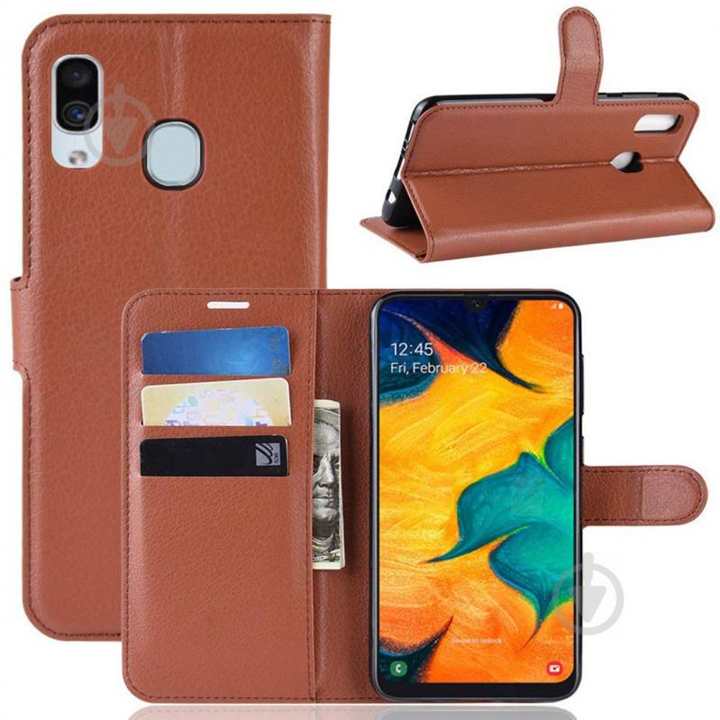 Чехол-книжка Litchie Wallet для Samsung Galaxy A20 / Galaxy A30 Коричневый (hub_sjjW64076)
