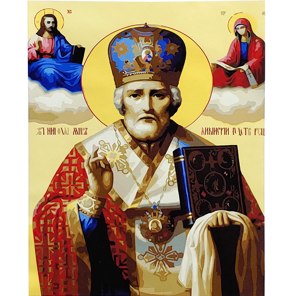 Картина по номерам Strateg Премиум Николай Чутотворец с лаком 40х50 см (SY6666)