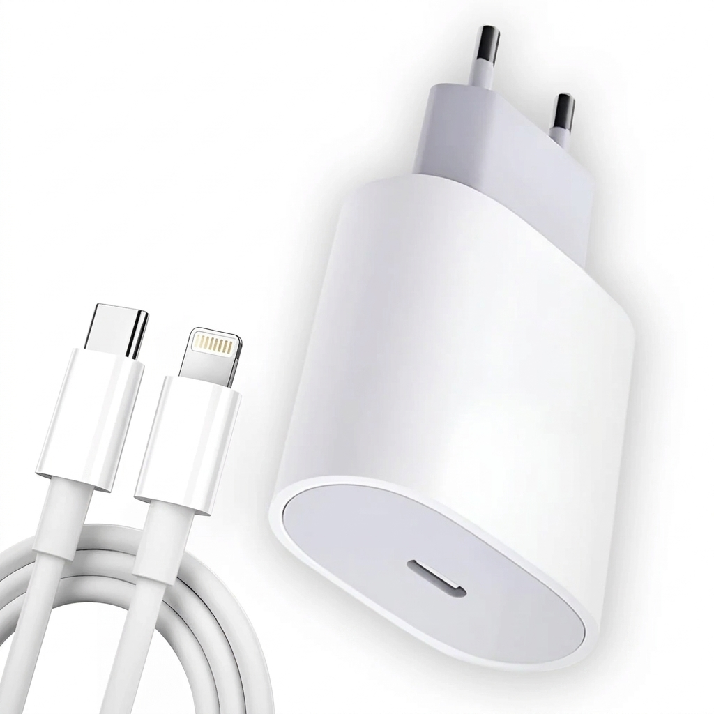 Зарядное устройство 25W для Apple iPhone с быстрой зарядкой и кабелем USB-C to Lightning 1 м Белый (e1b3e257)