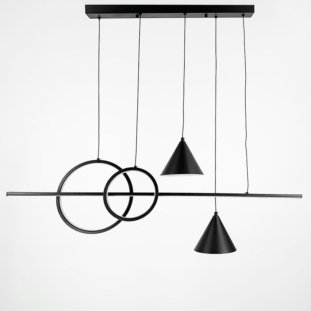 Люстра видовжена LED з 2 конусними плафонами 120 см Чорний (MJ 114 BK) - фото 2