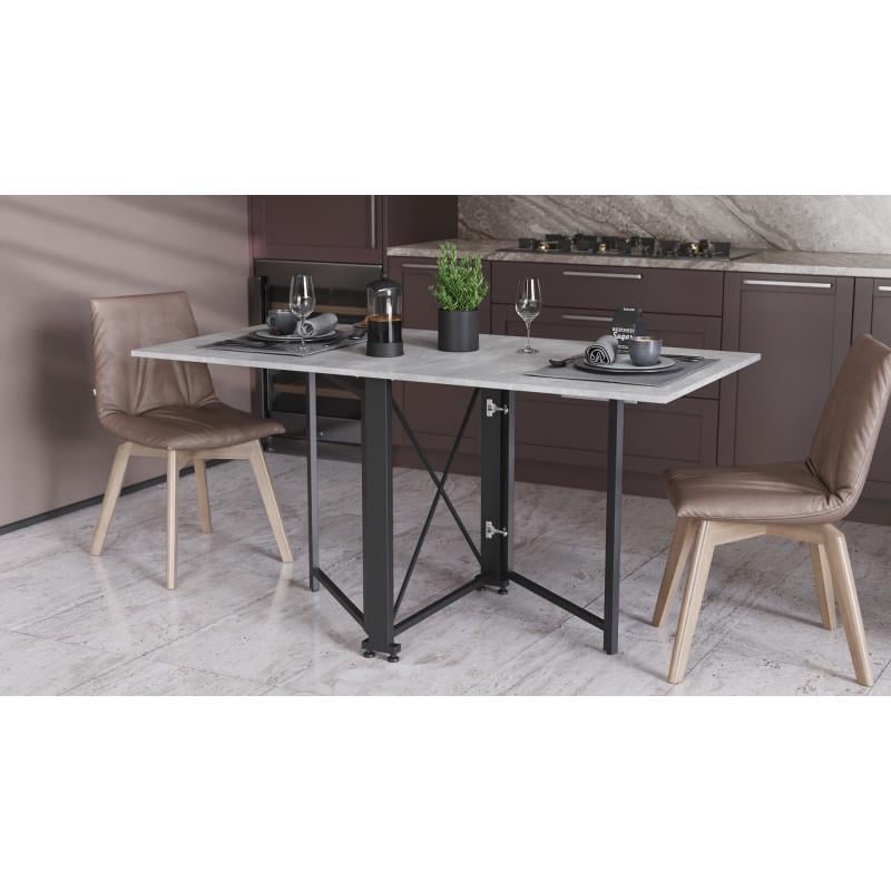 Обеденный стол книга Ferrum Decor 152х73х75 см Бетон/Черный (28343652)