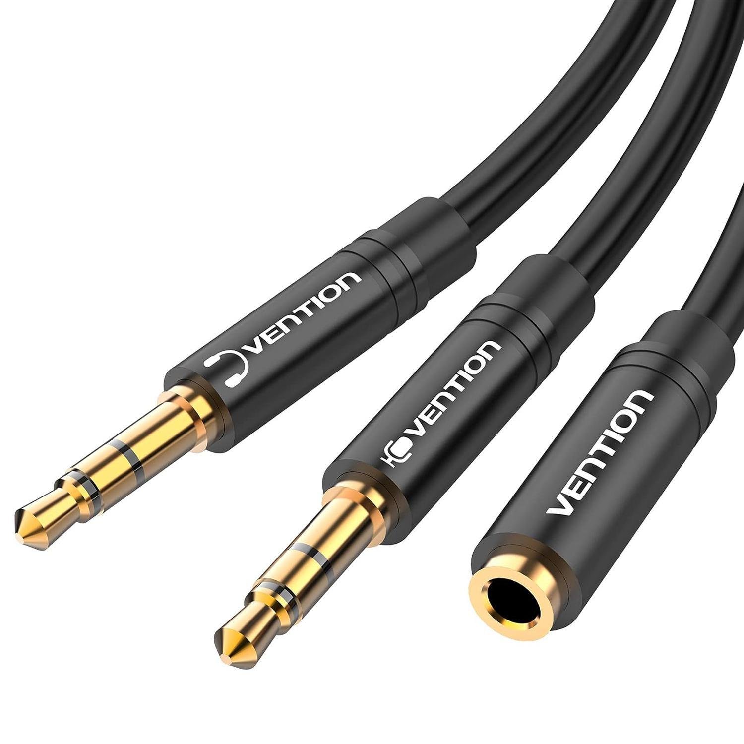 Кабель-розгалужувач аудіо Vention 3,5 мм 1,5 м Чорний (BBUBG)