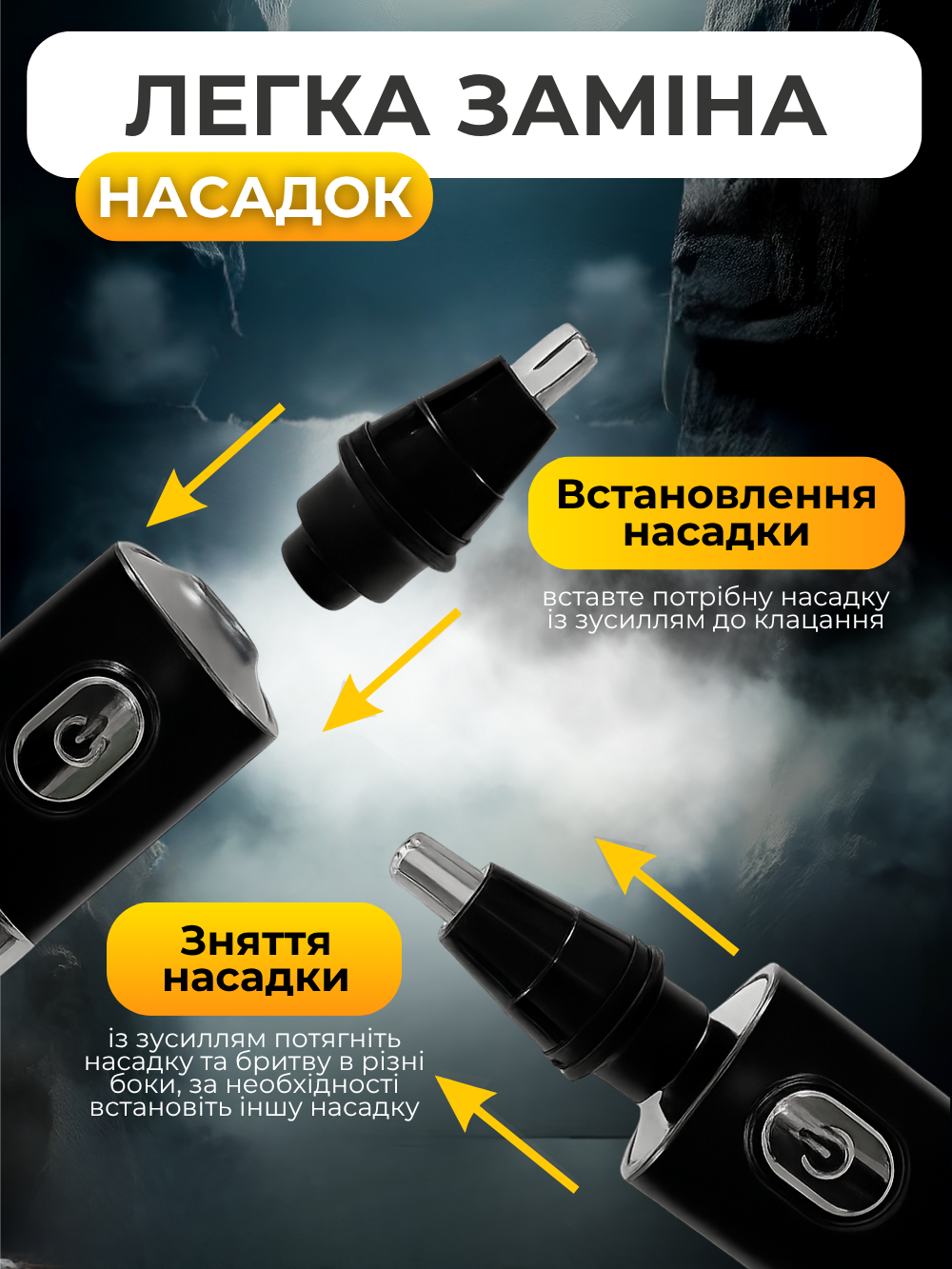 Тример для обличчя/носа/вух Andowl Q-SH801X1 з плаваючими лезами 3в1 Black (Q-SH801) - фото 4 Тример для обличчя/носа/вух Andowl Q-SH801X1 з плаваючими лезами 3в1 Black (Q-SH801) - фото 4