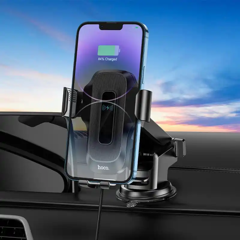 Автотримач для телефону з БЗП Hoco HW3 Wise автоматична індукція Wireless Fast Charging Car holder center console Black (6931474791849) - фото 8 Автотримач для телефону з БЗП Hoco HW3 Wise автоматична індукція Wireless Fast Charging Car holder center console Black (6931474791849) - фото 8
