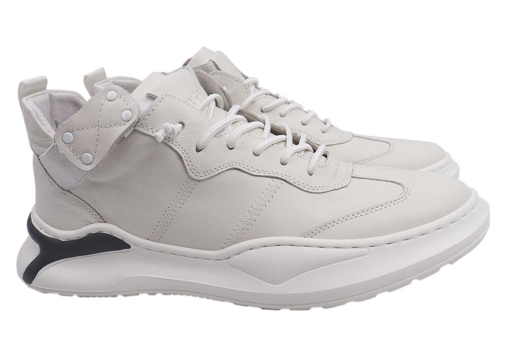 Кеды мужские Arees из кожи на низком ходу на шнуровке р. 41 Белый (100-21DHS)