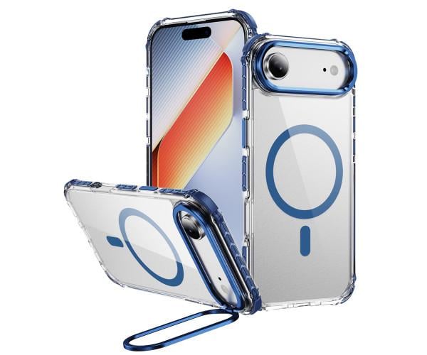 Чехол Rainbow Braid with Camera Stand для iPhone 17 Air с поддержкой беспроводной зарядки Синий