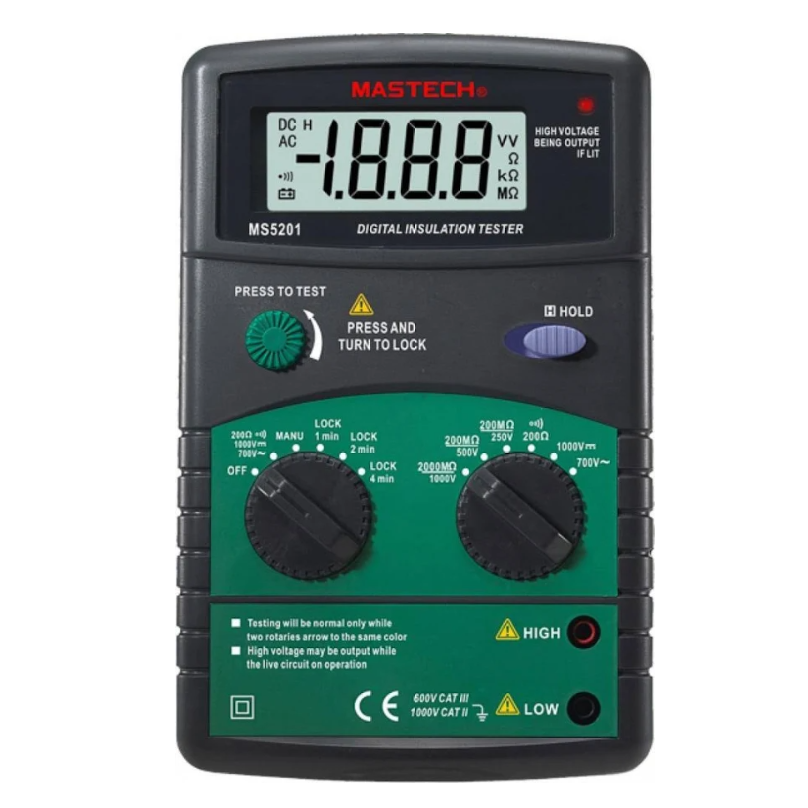 Мегаомметр цифровой многофункциональный Mastech MS5201 с функцией HOLD Черный (168-31-MS5201) Мегаомметр цифровой многофункциональный Mastech MS5201 с функцией HOLD Черный (168-31-MS5201)