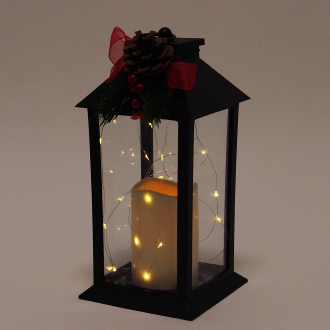 Підсвічник-ліхтар зі свічкою та гірляндою LED 14/19/YZE (27753) - фото 2