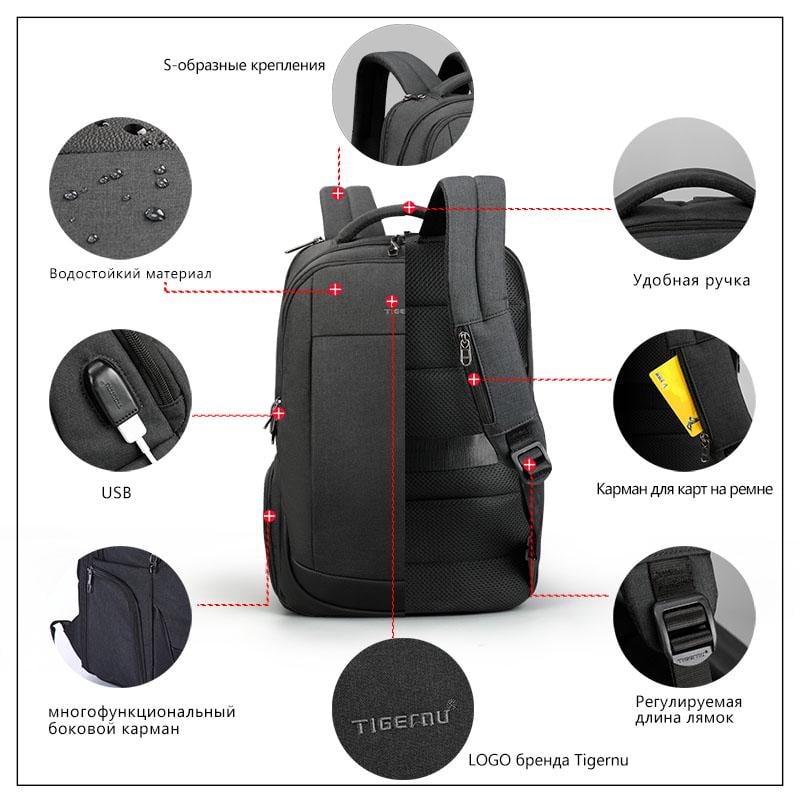 Рюкзак Tigernu T-B3503 15.6" USB (9658713) - фото 12