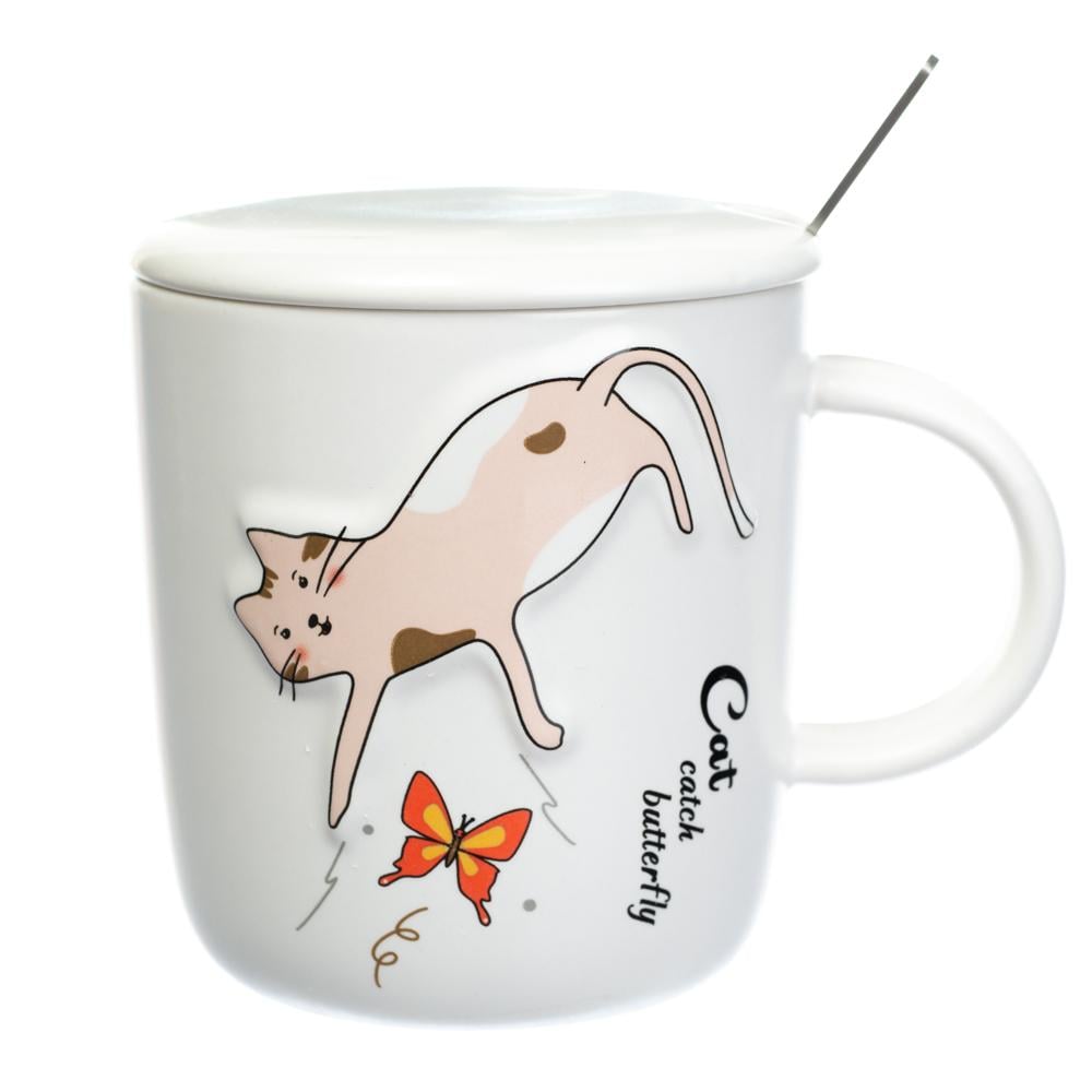 Керамическая чашка Elisey Cat and butterfly Бежевый 400 мл (8805-015)