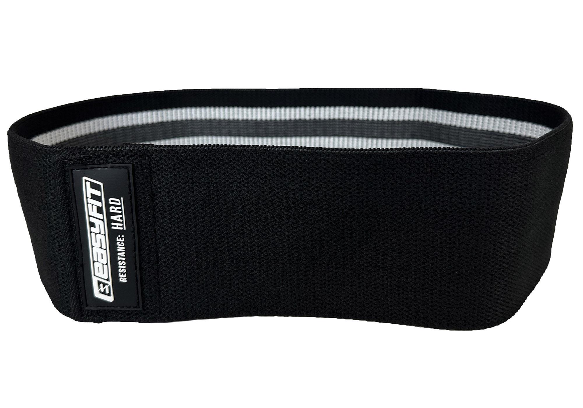 Резинка для фитнеса EasyFit Hard тканевая 38 см Черный (EF-1820-H) - фото 2