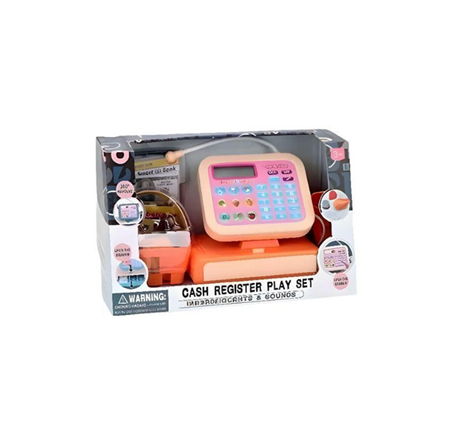 Игрушечный кассовый апарат с калькулятором и продуктами Розовый (245822)