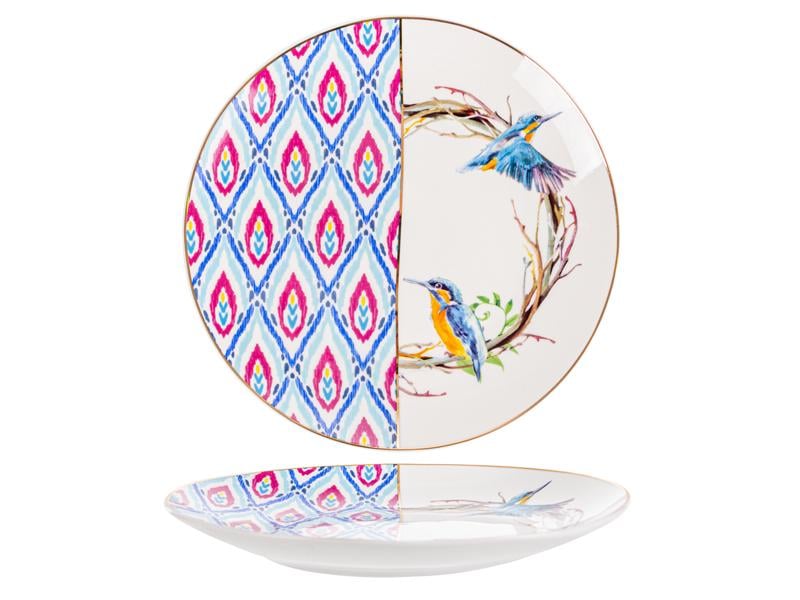 Сервировочная фарфоровая тарелка Light House Птичка 20 см Белый (925-041)