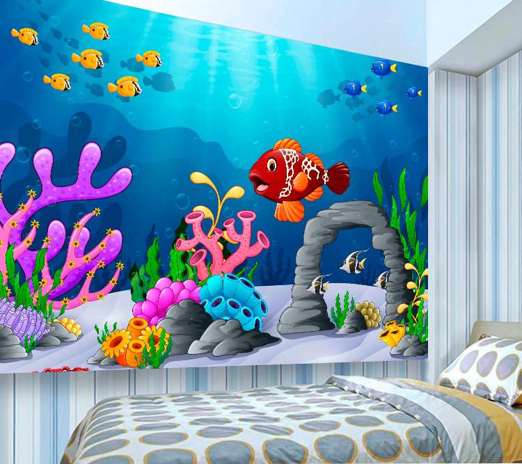Фотообои 3D для детской комнаты Красная рыбка