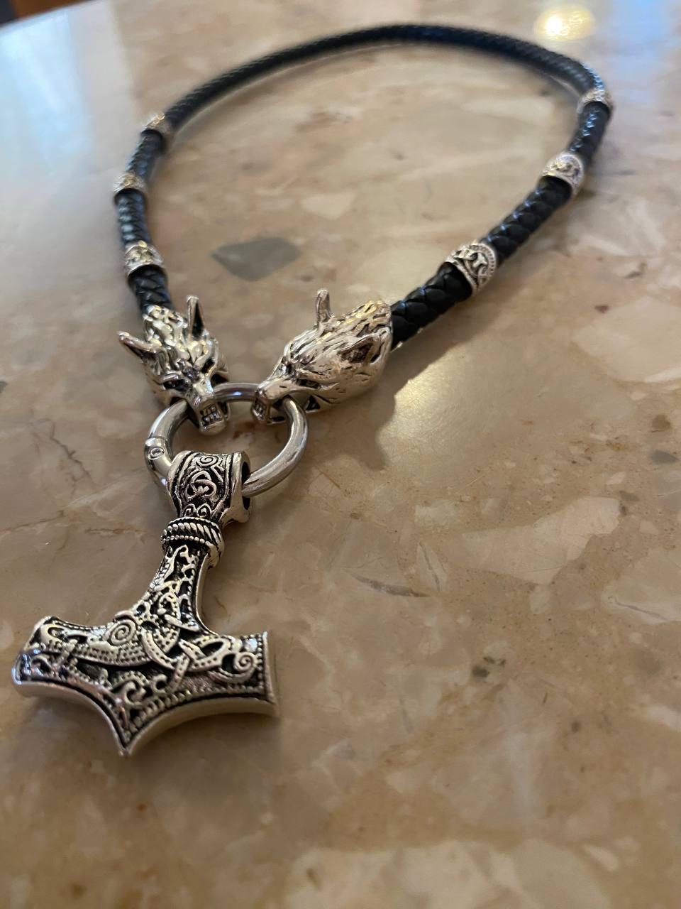 Кольє шнур LITAURS з рунами та кулоном молот Тора (250303) - фото 4