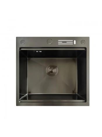Мийка для кухні MIXXUS MH5050-SK Nano-Black з нержавіючої сталі зі сходинкою для сушарки з підставкою під ножі Графітовий (MX1940)