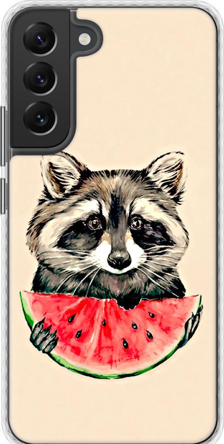 Чехол на Samsung Galaxy S22 Plus Енотик с арбузом (4605pc-2495-42517)