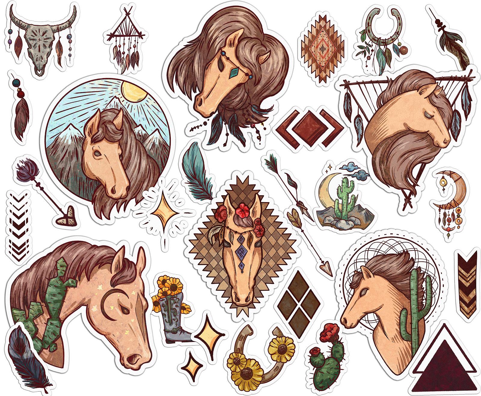 Набор cтикеров Lex Altern Бохо лошади виниловые 33 шт. - фото 2 Набор cтикеров Lex Altern Бохо лошади виниловые 33 шт. - фото 2