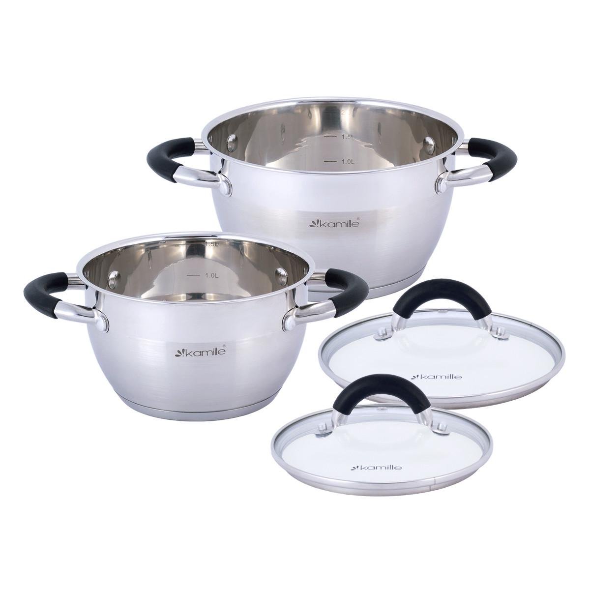 Набір каструль із кришками Kamille КМ-5753 із нержавіючої сталі з 4-х предметів Сталевий (150-84-5753) - фото 2