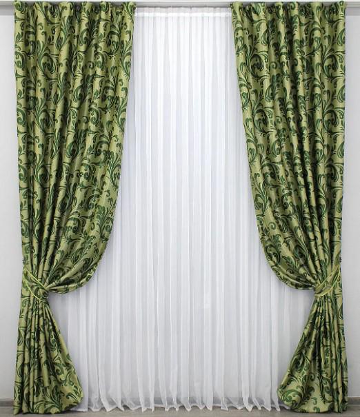 Комплект штор блекаут Лилия 1,5х2,7 м 2 шт. Зеленый (127ш)