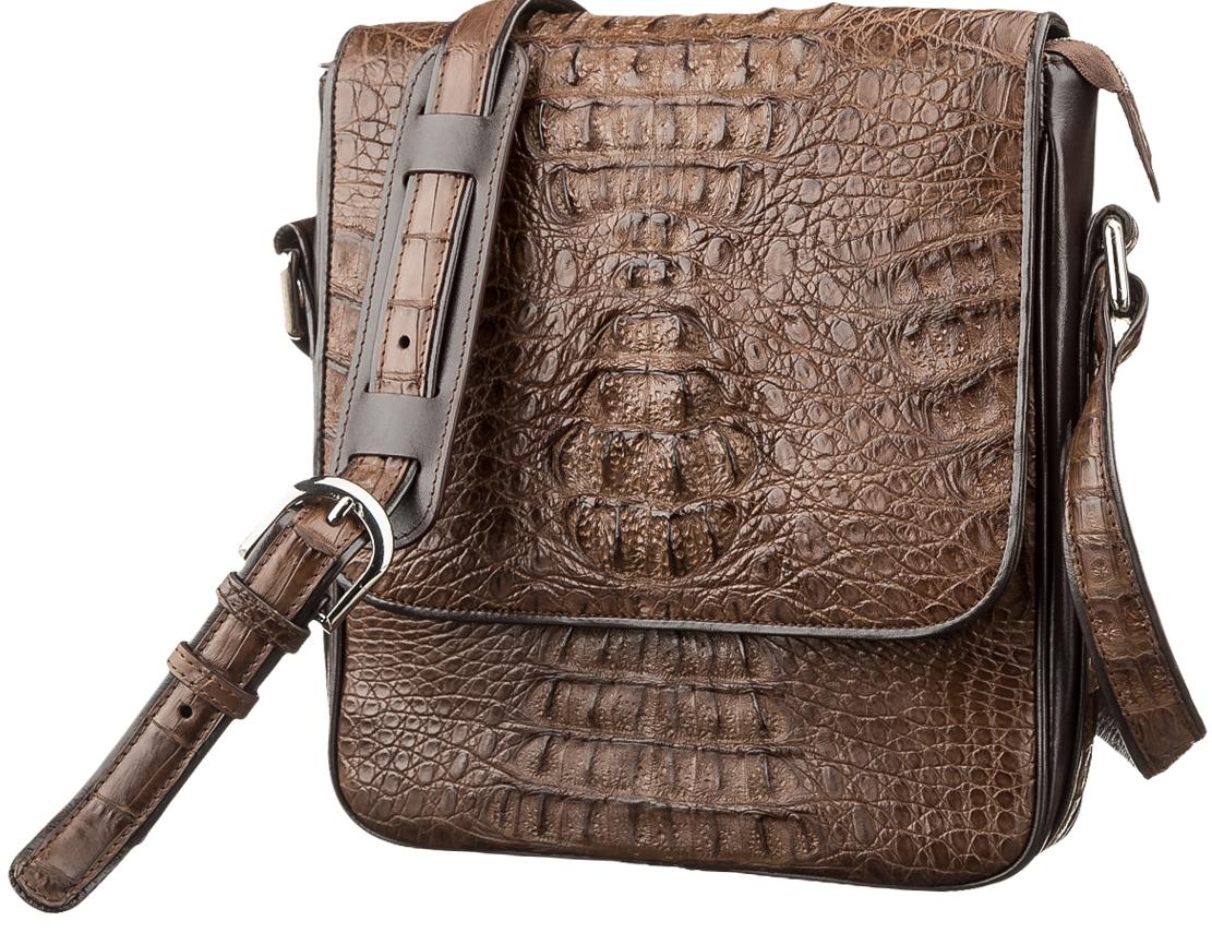 Сумка мужская Crocodile leather 18262 из натуральной кожи крокодила Коричневый Сумка мужская Crocodile leather 18262 из натуральной кожи крокодила Коричневый
