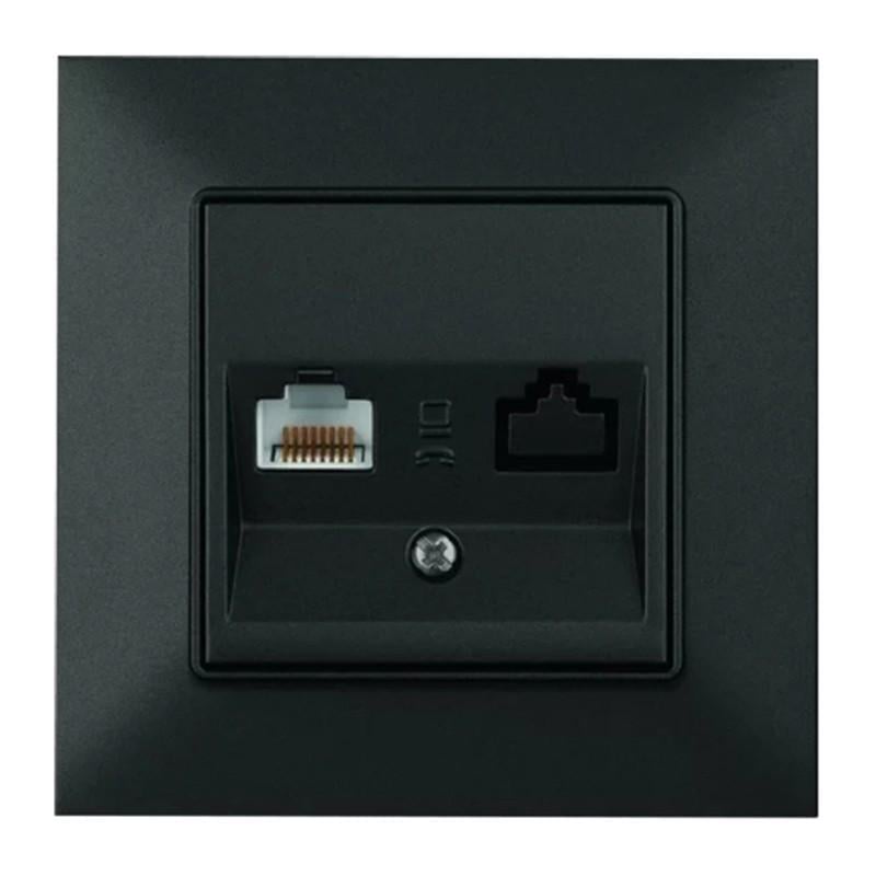 Розетка Panasonic Arkedia Slim одинарна комп'ютерна Чорний (23830954) - фото 1 Розетка Panasonic Arkedia Slim одинарна комп'ютерна Чорний (23830954) - фото 1