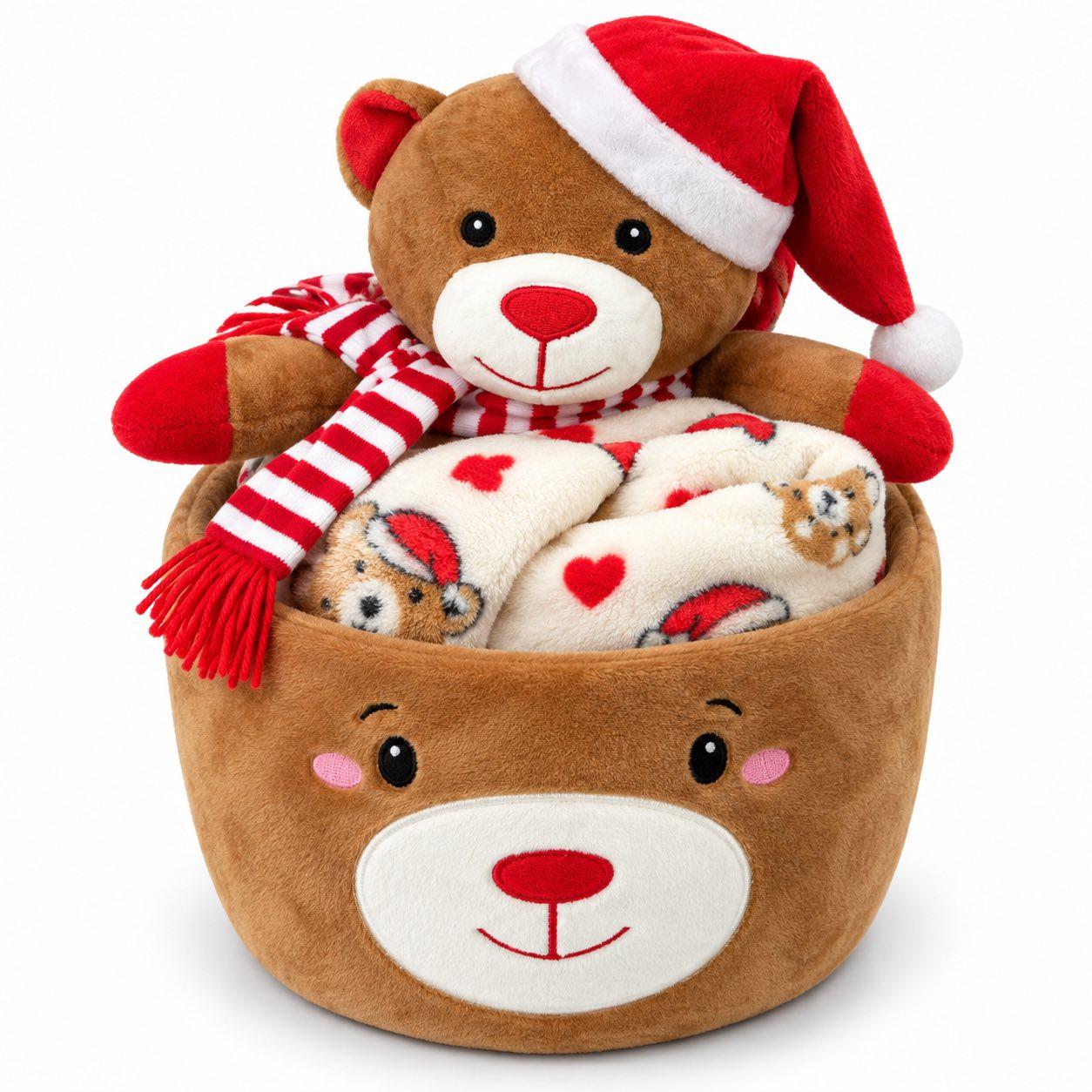Набор Ardesto Christmas 3 предмета плед 90х75 см игрушка 25 см/корзинка 20 см (ART0231TBB)