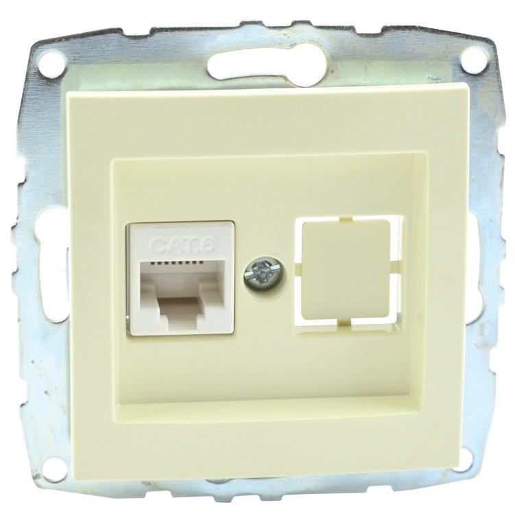 Розетка компьютерная Mono Electric DESPINA RJ45 CAT6 Кремовый (12011)