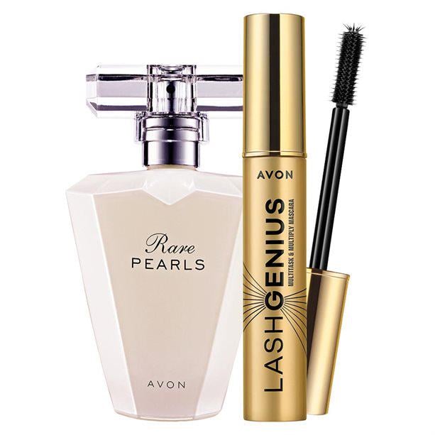 Набор женский парфюмированный Avon Rare Pearls 2в1 50 мл/тушь Lach Genius для ресниц 5в1 10 мл (AV92011)