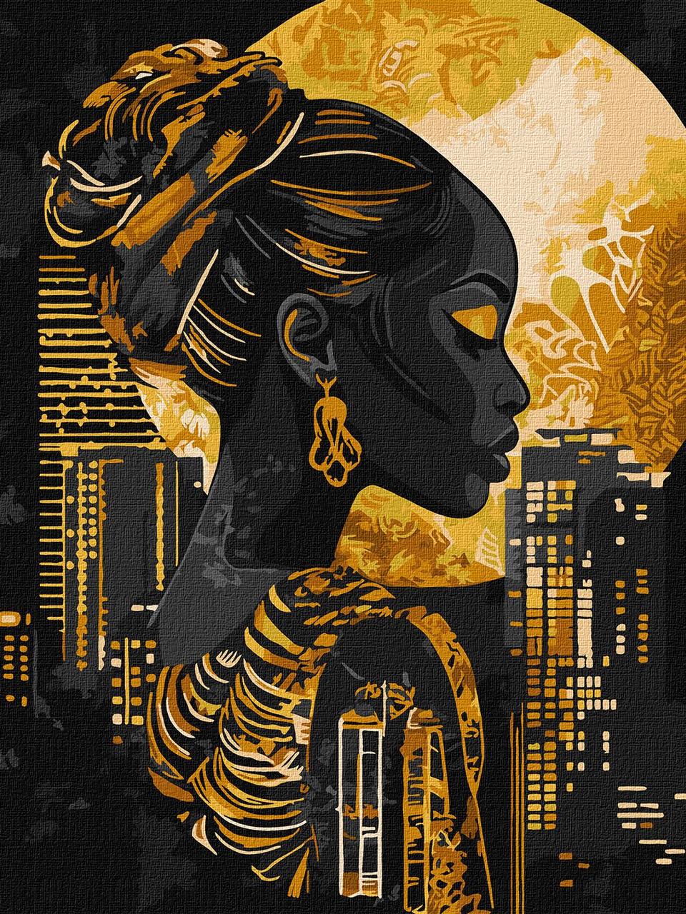 Картина за номерами Ideyka Золотий ночі з фарбами металік extra 30х40 см (2867221896)