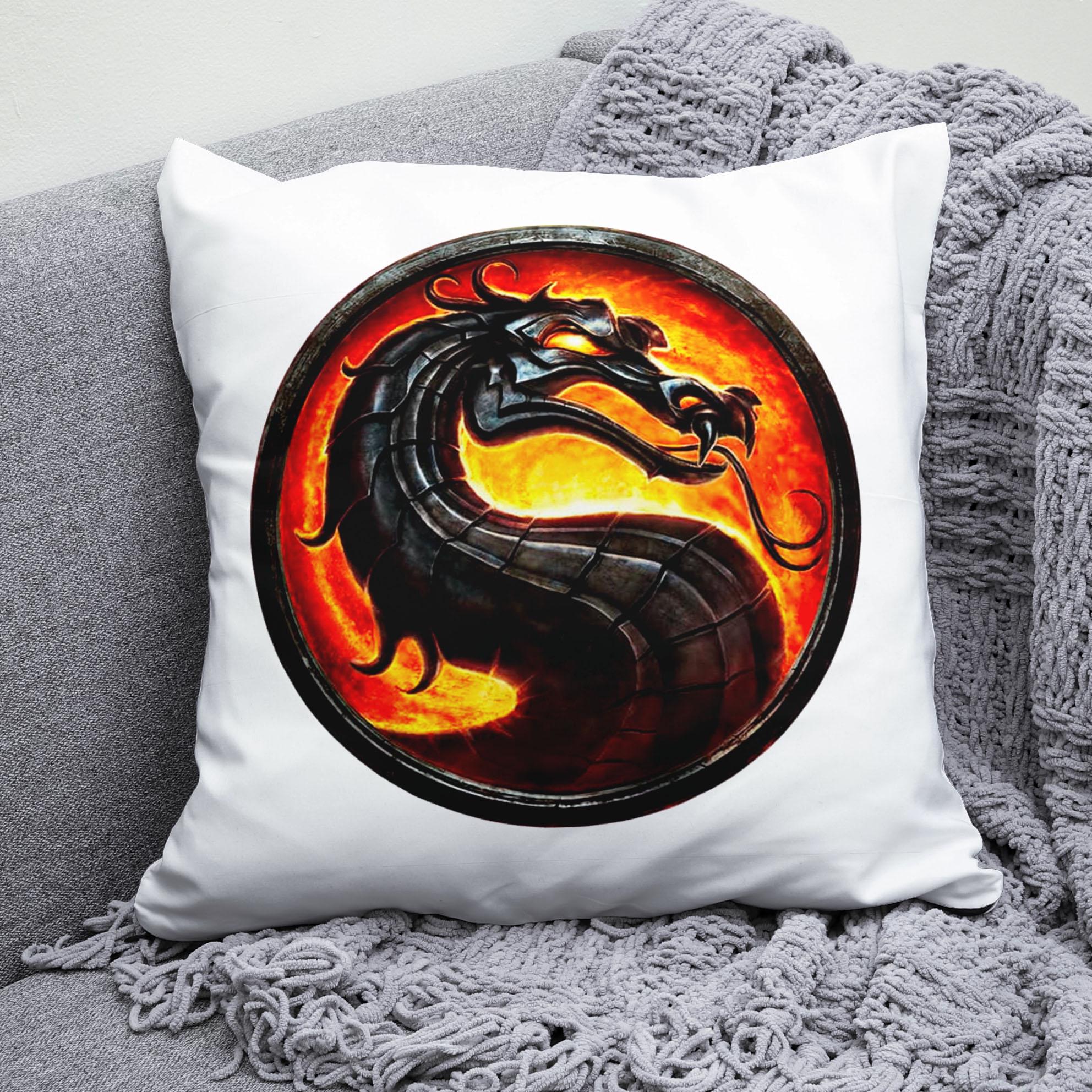 Плюшевая подушка квадрат с принтом игры Mortal Kombat logo